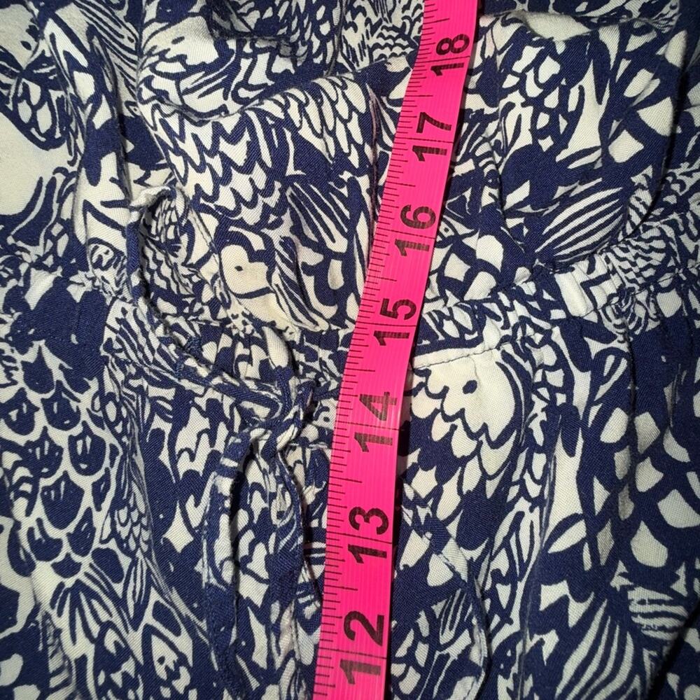 UEC LILLY PULITZER NAVY BLUE & WHITE FISH PRINT STRAPLESS JUMPSUIT SZ L - Picture 12 of 14